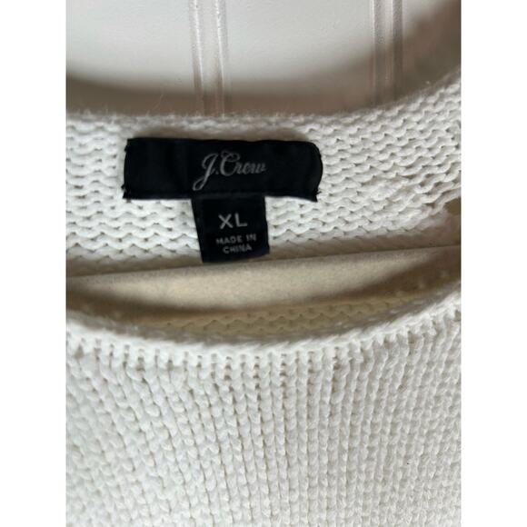 J. Crew White Pullover Sweater with Pointelle stitching Cotton size XL classic - Picture 3 of 11